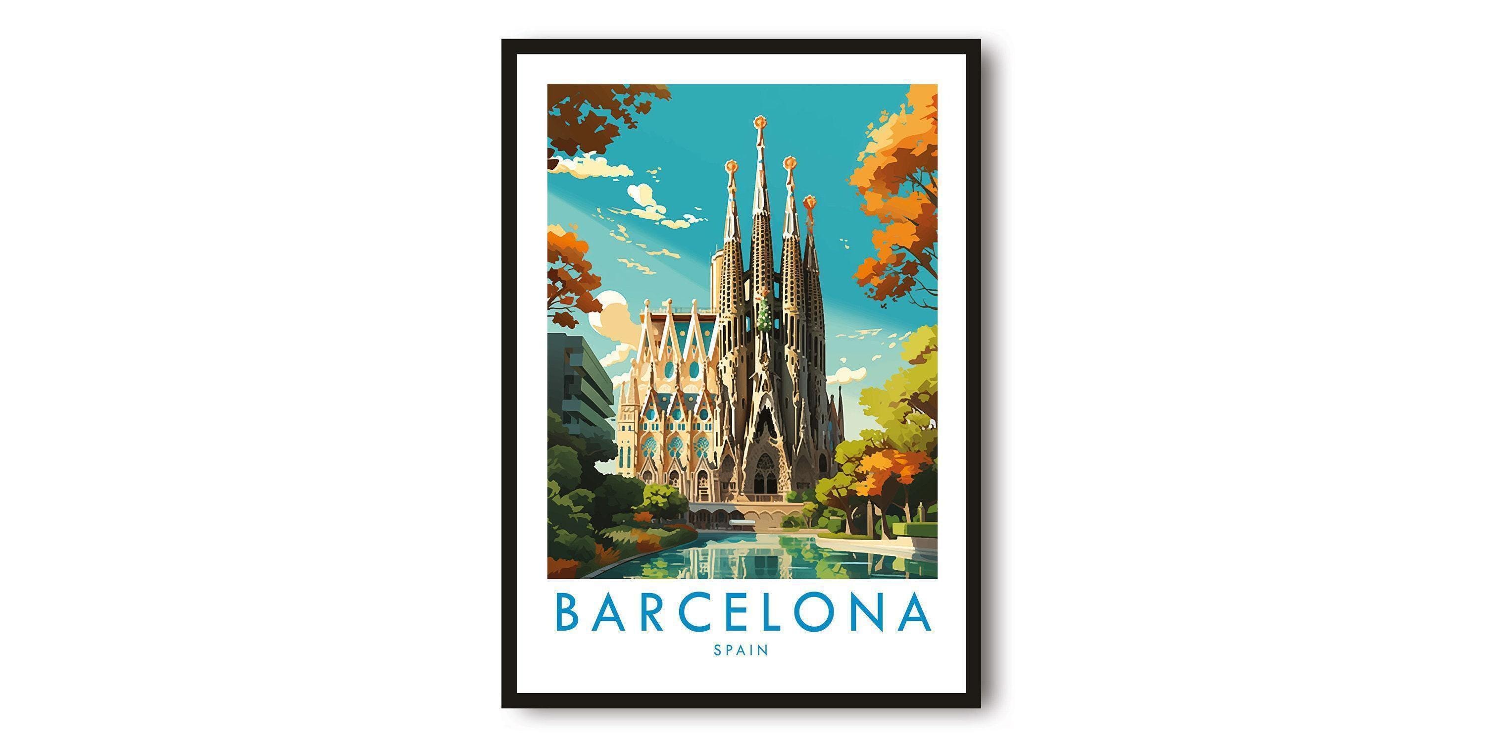 バルセロナ旅行ポスター | スペインの壁掛けアート - Etsy 日本