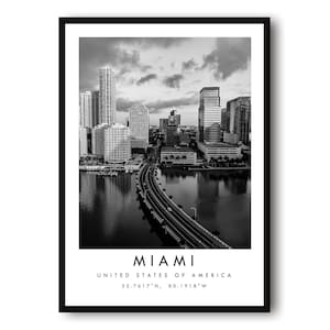 Miami Reisedruck, Miami Posterdruck, Miami Wandkunst minimalistisch, Miami Karte Druck, Kunstdruck von Miami beliebt A1 / A2 / A3 / A4 / A5