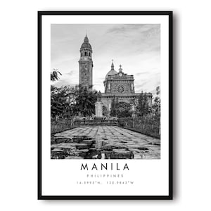 Manila Travel Print, Philippines Poster, Black and White Print, Unique Wall Art,  Minimalist Home Decor, City  A1/A2/A3/A4/A5