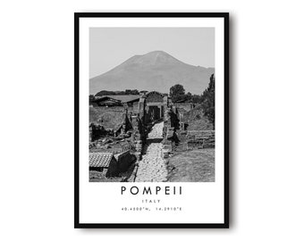 Pompeii Travel Print, Pompeii Poster, Unique Wallart Decor, Black and White Home Decor, Italy Pompeii  Popular Print A1/A2/A3/A4/A5