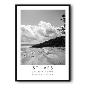 St Ives Travel Print, St Ives Poster, Unique Wallart Decor, Black and White Home Decor, England St Ives, Popular Print A1/A2/A3/A4/A5