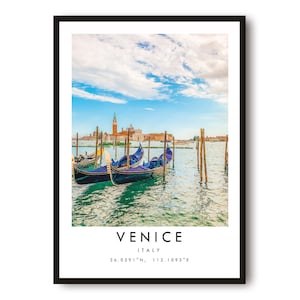 Venice Travel Print, Italy Poster, Colour Print, Unique Wall Art,  Minimalist Home Decor, City  A1/A2/A3/A4/A5