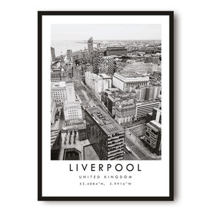 Liverpool Travel Print, Liverpool Poster, Unique Wallart Decor, Black and White Home Decor, England Liver, Popular Print A1/A2/A3/A4/A5