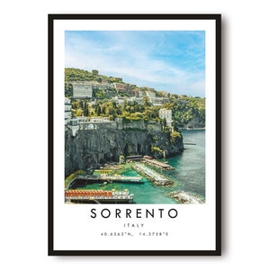 Sorrento Travel Print, Italy Poster, Unique Wall Art,  Minimalist Home Decor, City  A1/A2/A3/A4/A5