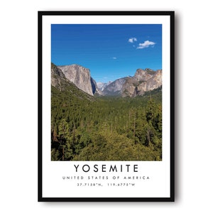 Yosemite Travel Print, Colourful Travel Poster, USA Wall Art, US Art Prints, City Print Poster A1/A2/A3/A4/A5