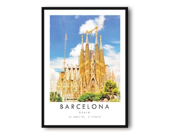 Barcelona Travel Print: Sagrada Familia Poster, Spain Wall Art