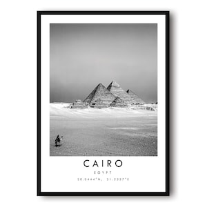 Cairo Travel Print, Black and White Travel Print, Cairo Egypt Pyramids, Minimalist Travel Posters,   Popular Print, Popular Gift