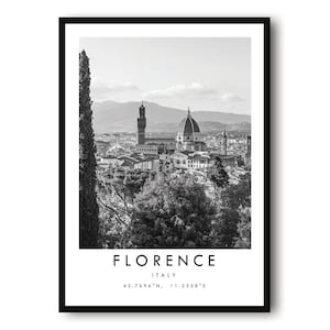 Florence Travel Print, Italy poster Poster, Black and White Print, Unique Wall Art,  Minimalist Home Decor, City  A1/A2/A3/A4/A5