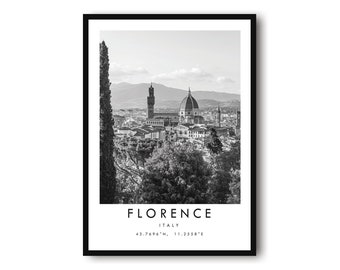 Florenz Reisedruck, Italien Plakat Poster, Schwarzweißdruck, Einzigartige Wandkunst, Minimalistische Wohnkultur, Stadt A1 / A2 / A3 / A4 / A5