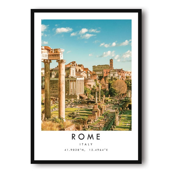 Impression voyage Rome, affiche Italie, impression couleur, art mural unique, décoration d'intérieur minimaliste, ville A1/A2/A3/A4/A5