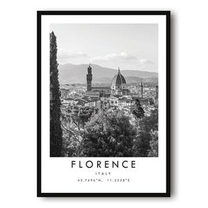 Florence Italy Print: Black and White Cityscape Poster
