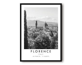 Florence Italy Print: Black and White Cityscape Poster
