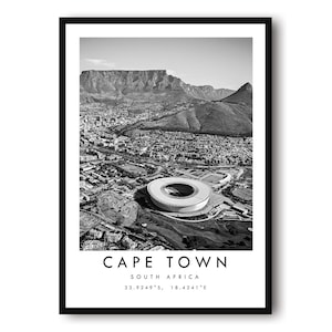 Cape Town Travel Print, Black and White Travel Print, Cape Town South Africa Print, Minimalist Travel Posters,   Popular Print