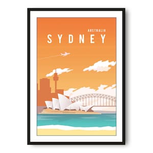 Sydney Travel Poster, Sydney Poster Print, Sydney Wall Art Minimalist, Australia Print, Prints of Australia , Sydney Opera House