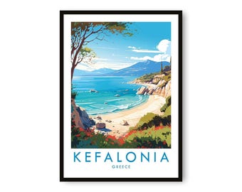 Kefalonia Greece Travel Poster: Giclée Fine Art Print