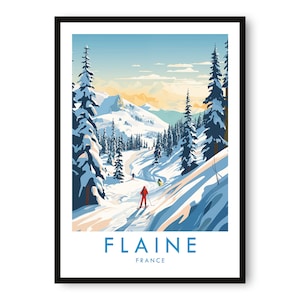 Impression de voyage à Flaine, affiche de voyage à Flaine, impression France, décoration de voyage, impression populaire, impression ski, cadeau d&#39;anniversaire, A1/A2/A3/A4/A5