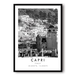 Capri Travel Print, Capri Poster, Unique Wallart Decor, Black and White Home Decor, Italy Capri  Popular Print A1/A2/A3/A4/A5