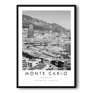 Monte Carlo Print: Black and White Travel Poster image 1