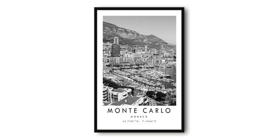 Monte Carlo Print: Black and White Travel Poster