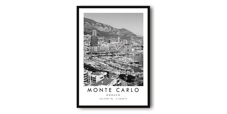Monte Carlo Print: Black and White Travel Poster image 1