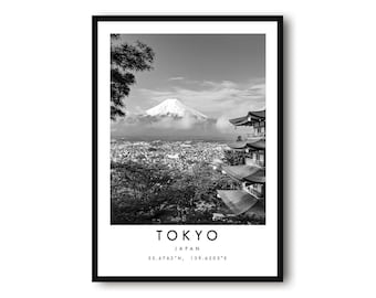 Tokyo Japan Print: Black and White Cityscape Poster
