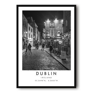 Dublin Ireland Print: Black and White Travel Poster