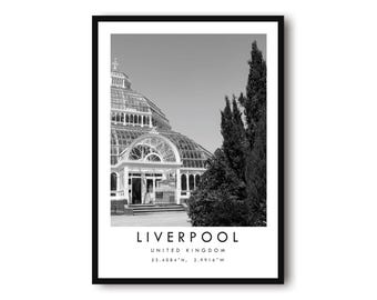 Liverpool Travel Print: Black and White Wall Art Decor