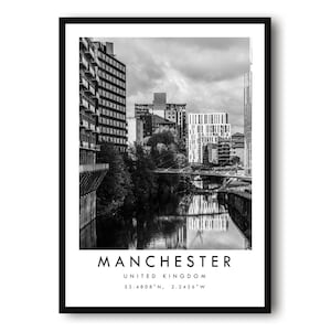 Manchester Cityscape Print: Black and White Minimalist Decor