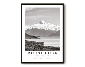 Mount Cook Travel Print, New Zealand Print, Wall Art Minimalist, Photography, Prints of New Zealand, Popular Gift A1/A2/A3/A4/A5