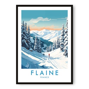 Impressão de viagem Flaine, pôster de viagem Flaine, impressão da França, decoração de viagem, impressão popular, impressão de esqui, presente de aniversário, A1/A2/A3/A4/A5
