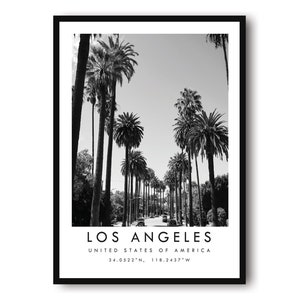 Los Angeles Travel Print, Los Angeles Poster, Unique Wallart Decor, Black and White Home Decor, California  Popular Print A1/A2/A3/A4/A5