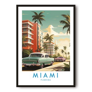 Miami Travel Print, Miami Travel Poster, Florida Print, Travel Decor, Populaire Print, Verjaardagscadeau, A1/A2/A3/A4/A5