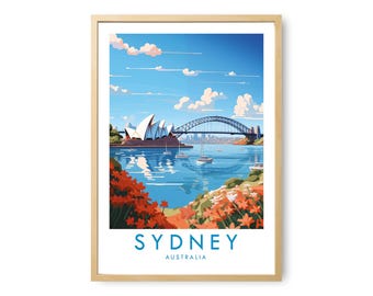 Sydney Travel Print | Sydney Australia Poster | Sydney Opera House Print | Sydney Harbour Bridge Wall Art | Australia Travel Poster