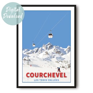 Courchevel Travel Poster | Digital Download | 25 Different Size Options