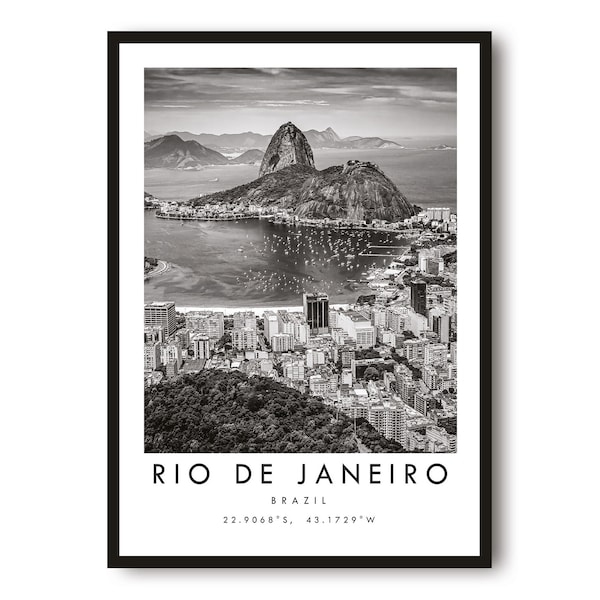 Rio De Janeiro Travel Print, Black and White Travel Print, Rio De Janeiro Brazil Print, Minimalist Travel Posters,Art   Popular Print