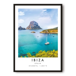 Ibiza Travel Print, Ibiza Poster, Unique Wall Art,  Minimalist Home Decor, City  A1/A2/A3/A4/A5