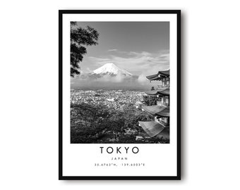 Tokyo Travel Print, Japan Poster, Black and White Print, Minimalist Home Decor, City  A1/A2/A3/A4/A5