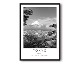 Tokyo Travel Print, Japan Poster, Black and White Print, Minimalist Home Decor, City  A1/A2/A3/A4/A5