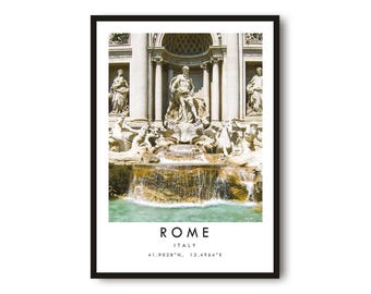 Trevi Fountain Travel Print | Rome Landmark Wall Art | Italian Architecture Photography Decor