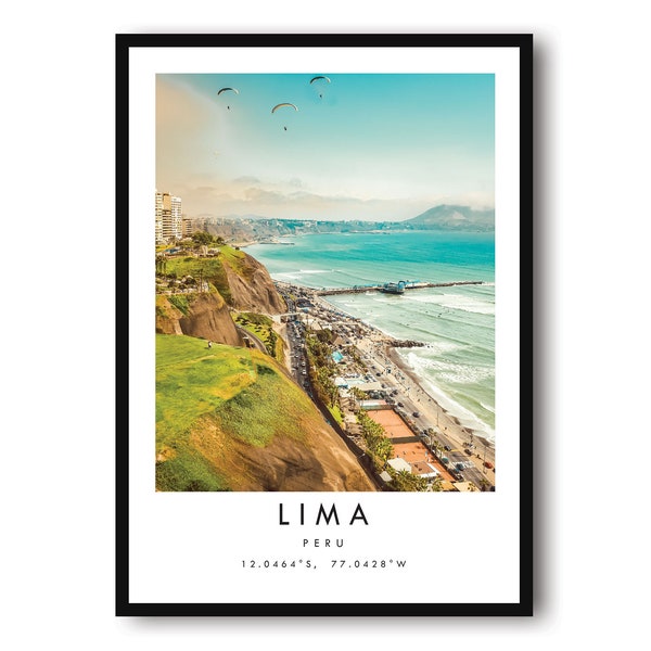 Lima Travel Print, Peru Poster, Unieke Wallart Decor, Decor van het huis, Lima Peru, Populaire Print A1/A2/A3/A4/A5