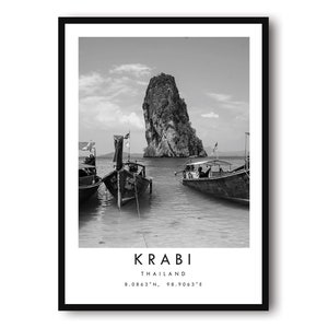 Krabi Travel Print, Phuket Poster, Unique Wallart Decor, Black and White Home Decor, Phuket Thailand  Popular Print A1/A2/A3/A4/A5