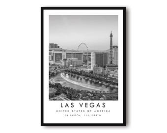 Las Vegas Kunstdruck: Schwarz-Weiß-Stadtansicht als Wandbild
