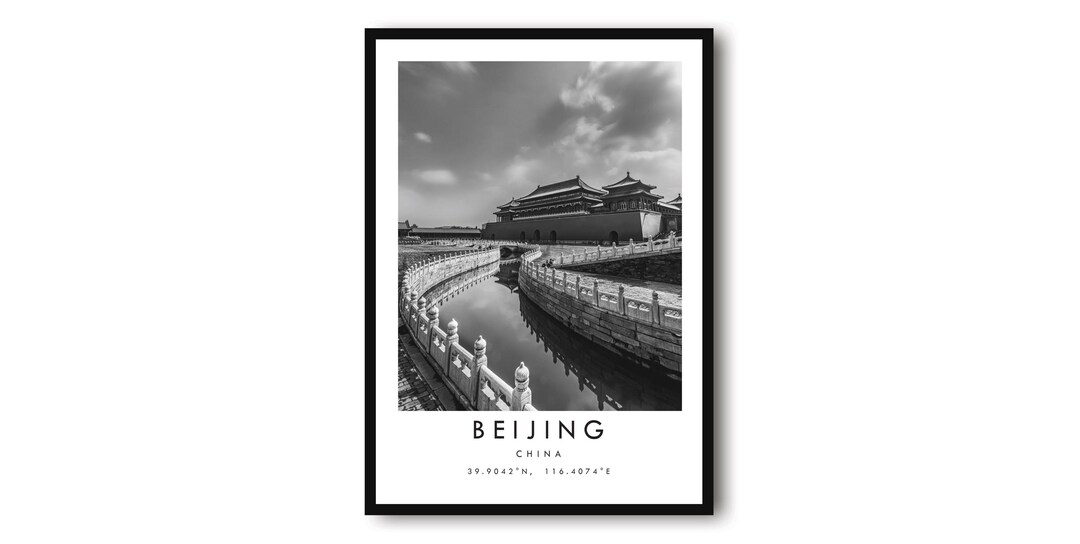 Beijing China Print: Black and White Travel Poster - Etsy