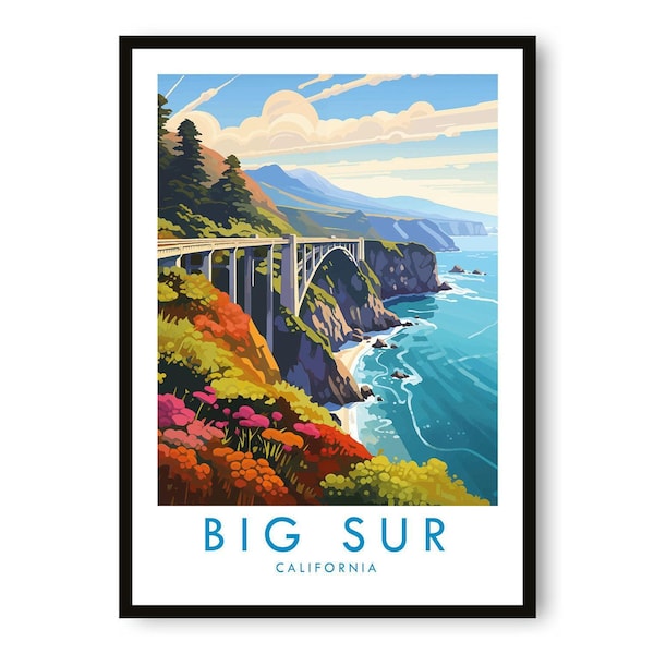 Póster de viaje de Big Sur: Lámina artística de la costa de California