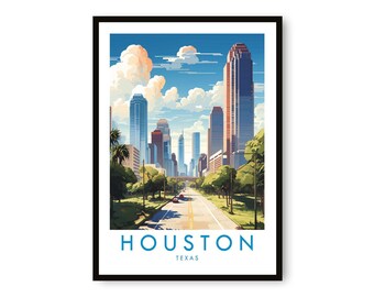 Houston Travel Poster: Texas Wall Art, Giclée Print