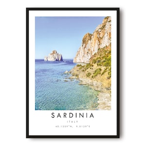 Impresión de viaje de Cerdeña, impresión de póster de Cerdeña, arte de pared minimalista de Cerdeña, impresiones fotográficas de Italia A1/A2/A3/A4/A5