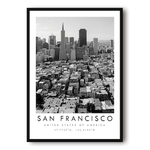 San Francisco Travel Print, San Francisco Poster, Unique Wallart Decor, Black and White Home Decor, Cali  Popular Print A1/A2/A3/A4/A5