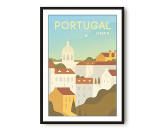 Lisbon Portugal Travel Poster: Minimalist City Art Print