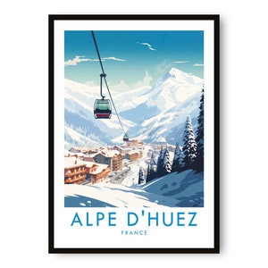 Alpe D'Huez Reise-Druck, Alpe D'Huez Reise-Poster, Frankreich-Druck, Reise-Dekor, beliebter Druck, Ski fahren, Geburtstagsgeschenk, A1/A2/A3/A4/A5