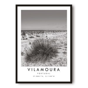 Vilamoura Reisedruck, Vilamoura Poster, Einzigartige Wanddekoration, Schwarz und Weiß Wohnkultur, Vilamoura Minimalistische Wandkunst A1/A2/A3/A4/A5